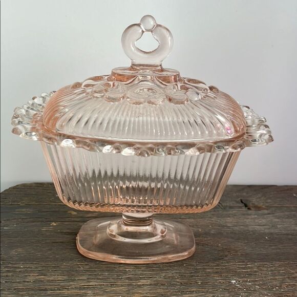 Indiana Glass Vintage Pink Depression Glass  Dish Mid Century Modern Made in USA - Picture 1 of 11